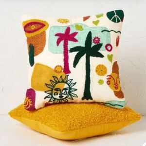 OpaHouse 2pc Pack Yellow & White  Decorative Pillow.